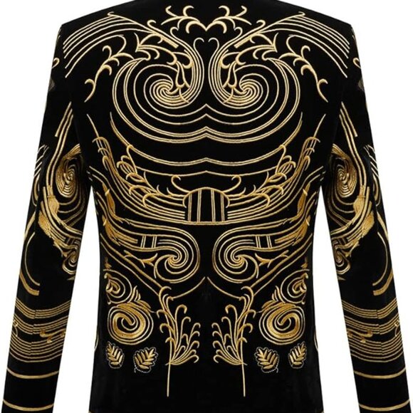 NEW Men's Court Prince Black Velvet Gold Embroidery Blazer Suit Jacket SZ S - Picture 5 of 6